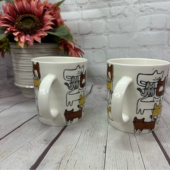 NWT prima design Cat Patterned Mug Set - Multicolor traditional cat mom - Picture 4 of 7